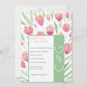 Elegante Roze Groene Tulp Bloemen Waterverf bruilo Kaart (Voorkant)