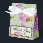 Elegante roze groene waterverf bloem Thank you Bedankdoosjes<br><div class="desc">Deze romantische roze bloemige bedankdoos is perfect voor elke tuin-,  botanische,  bloemige,  romantische,  buiten-,  rustieke,  vintage-,  boho- of formele bruiloft.</div>