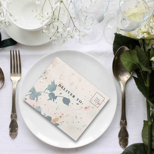 Elegante Roze Groene Waterverf Bloemen QR Code Fot All In One Uitnodiging