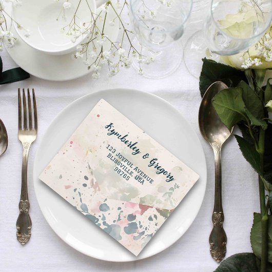 Elegante Roze Groene Waterverf Bloemen QR Code Fot All In One Uitnodiging