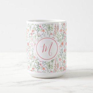 Elegante Roze Groene Wilde Bloem Preppy Gepersonal Koffiemok