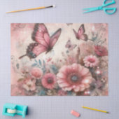 Elegante Roze Grunge  Bloemen Decoupage Tissuepapier (Craft)
