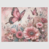 Elegante Roze Grunge Bloemen Decoupage Tissuepapier (Voorkant)
