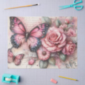 Elegante Roze Grunge Bloemen Decoupage Tissuepapier (Craft)