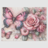 Elegante Roze Grunge Bloemen Decoupage Tissuepapier (Voorkant)