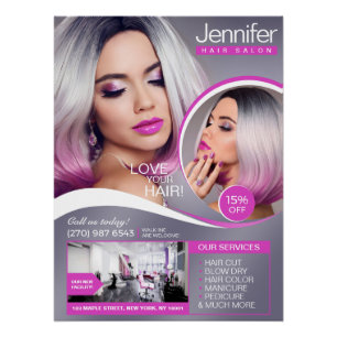 Elegante Roze Haarsalon, Schoonheidssalon - Glossy Perfect Poster
