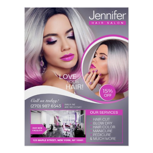 Elegante Roze Haarsalon, Schoonheidssalon - Glossy Perfect Poster (Voorkant)