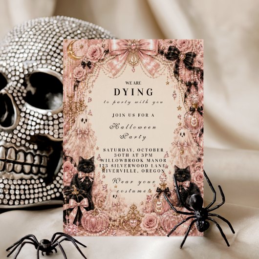 Elegante Roze Halloween-viering Kaart