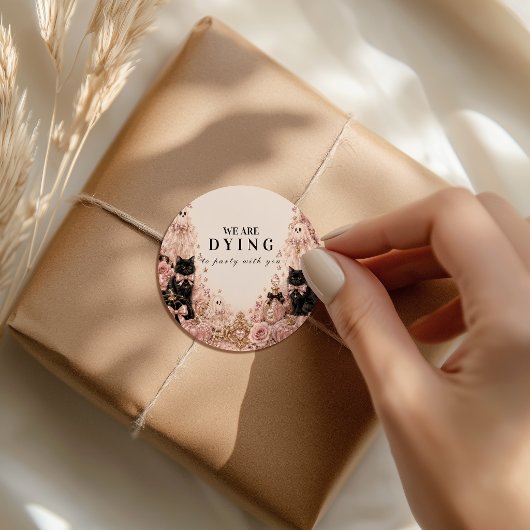 Elegante Roze Halloween-viering Ronde Sticker