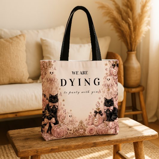 Elegante Roze Halloween-viering Tote Bag