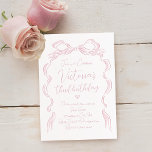 Elegante roze hand getekend boog elke leeftijd Bab Kaart<br><div class="desc">Elegante verjaardagsuitnodigingen zijn voorzien van handgetekende lintboog met moderne handgeschreven scriptlettertypen in zacht blush roze. zoet en eenvoudig. Geweldige unieke leuke grillige uitnodiging voor verjaardagsfeestjes voor elke leeftijd baby meisje. Bekijk alle bijpassende stukken in het collectie.</div>