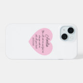 Elegante Roze Hart Bijbelvers Christelijk Geloof iPhone 15 Case (Achterkant horizontaal)