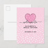 Elegante Roze Hart en Spikkels Ontwerp Aankondigingskaart (Voorkant / Achterkant)