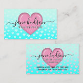 Elegante Roze Hart en Spikkels Ontwerp Visitekaartje (Voorkant / Achterkant)