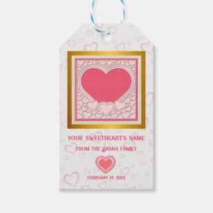 Elegante Roze Hart Gelukkige Valentijnsdag Stijlvo Cadeaulabel