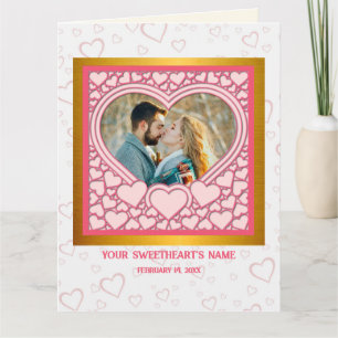 Elegante Roze Hart Gelukkige Valentijnsdag Stijlvo Kaart