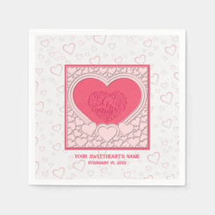 Elegante Roze Hart Gelukkige Valentijnsdag Stijlvo Servet