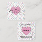 Elegante roze hart met spikkels ontwerp vierkante visitekaartje (Voorkant / Achterkant)