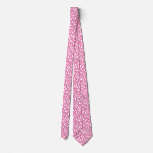 Elegante roze hart poot print stropdas (Achterkant)