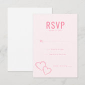 Elegante Roze Hart RSVP Kaart (Voorkant / Achterkant)