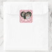 Elegante Roze Hart Vierkante Sticker (Tas)