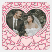 Elegante Roze Hart Vierkante Sticker (Voorkant)
