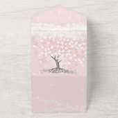Elegante Roze Hartblad Boom Bruiloft All In One Uitnodiging (Buitenkant)