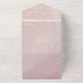 Elegante Roze Hartblad Boom Bruiloft All In One Uitnodiging (Buitenkant)