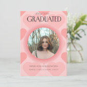 Elegante roze harten Afstuderen Aankondiging (Staand voorkant)