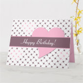 Elegante roze harten, Dusky Paarse, Witte Verjaard Kaart (Gele Bloem)