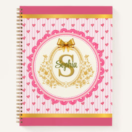 Elegante Roze Harten en Strepen Recepten Kookboek Notitieboek