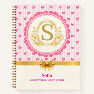 Elegante Roze Harten en Strepen Recepten Kookboek Notitieboek