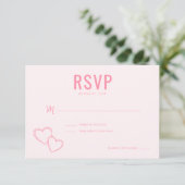 Elegante Roze Harten RSVP Kaartje (Staand voorkant)