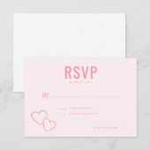 Elegante Roze Harten RSVP Kaartje (Voorkant / Achterkant)