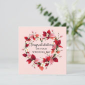 Elegante Roze Hartkrans Trouwkaart (Staand voorkant)