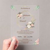 Elegante Roze Heldere Acryl Huwelijksuitnodigingen Uitnodigingen (Insitu (Draagbaar))