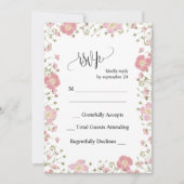 Elegante Roze Herfst Bloem Bruiloft RSVP Kaart (Voorkant)