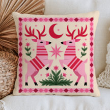 Elegante Roze Herten Boheemse Bosland Folk Art