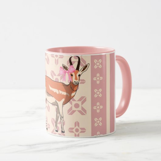 Elegante roze hertenprint Kerst Mok (Voorkant rechts)