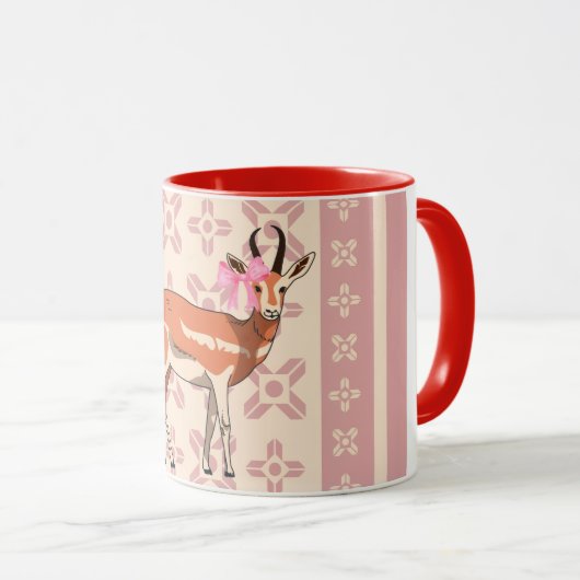 Elegante roze hertenprint Kerst Mok (Voorkant rechts)