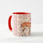Elegante roze hertenprint Kerst Mok (Voorkant links)
