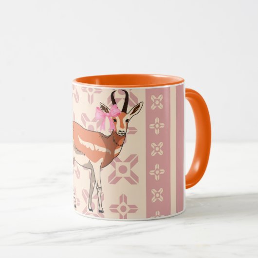 Elegante roze hertenprint Kerst Mok (Voorkant rechts)