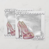 Elegante Roze Hoge Hak Schoen Verjaardagsfeest Kaart (Voorkant / Achterkant)