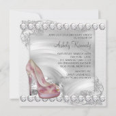 Elegante Roze Hoge Hak Schoen Verjaardagsfeest Kaart (Achterkant)