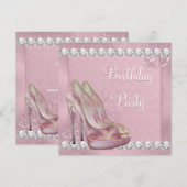 Elegante Roze Hoge Hak Schoen Verjaardagsfeest Kaart (Voorkant / Achterkant)