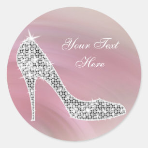 Elegante roze hoge hak schoenstickers ronde sticker