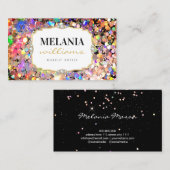 Elegante roze holografische glitter make-up arties visitekaartje (Voorkant / Achterkant)