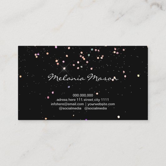 Elegante roze holografische glitter make-up arties visitekaartje (Achterkant)