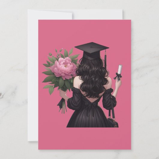 Elegante roze hortensia afstudeerfeest uitnodiging (Achterkant)