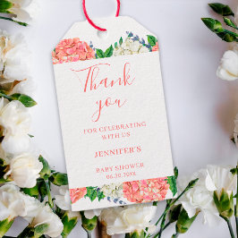 Elegante Roze Hortensia Baby Shower Bedankt Cadeaulabel